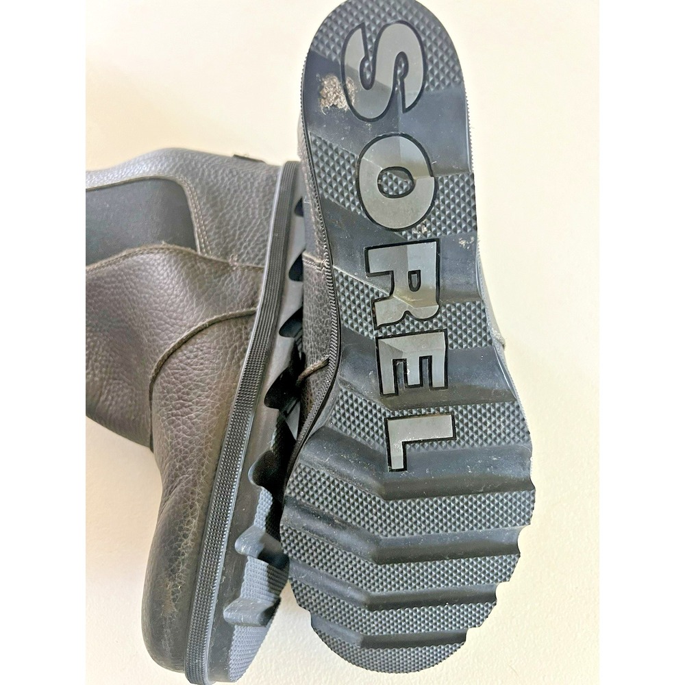 Sorel Gray Leather Joan Of Arctic Wedge Pull On Bootie Ankle Boot Waterproof 12 - Picture 7 of 9